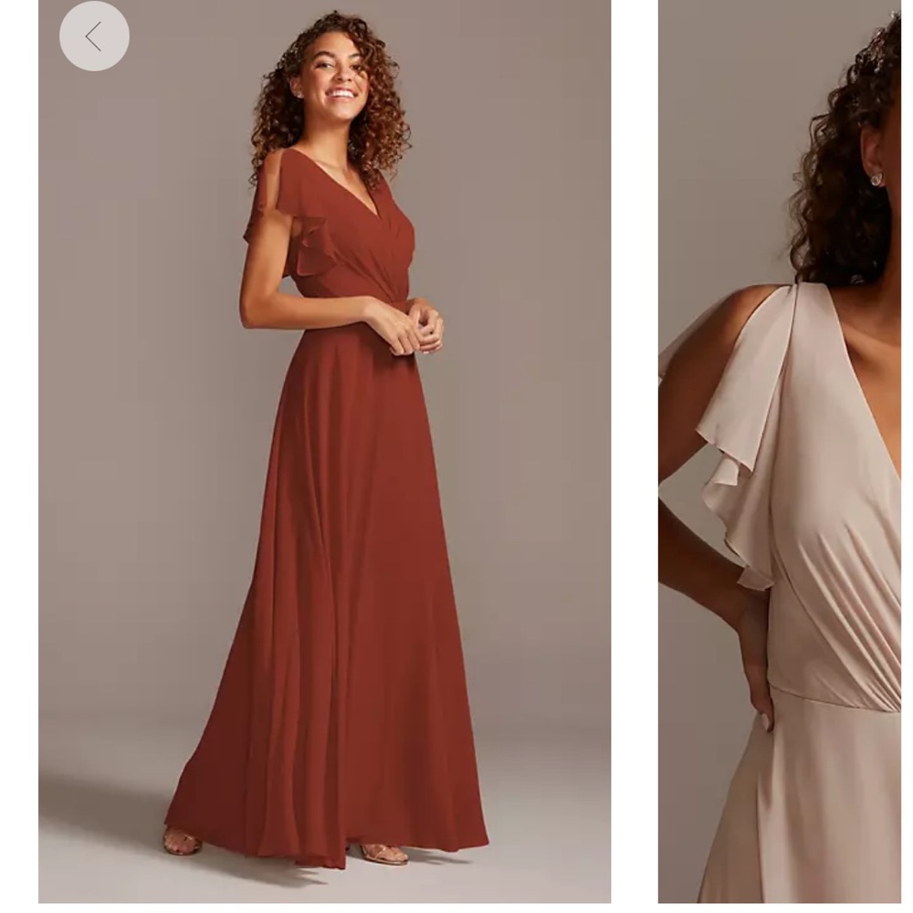 Azazie flutter sleeve dress cinnamon